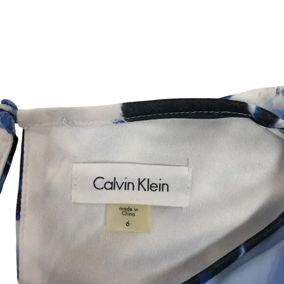 Calvin Klein Sleeveless Shift Mini Dress 6 Tropical Leaf Print Hawaiian Beach - Picture 7 of 7